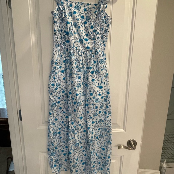 Draper James Blue Floral Print Flutter Sleeve Smocked Midi Sundress Like New - Picture 6 of 8